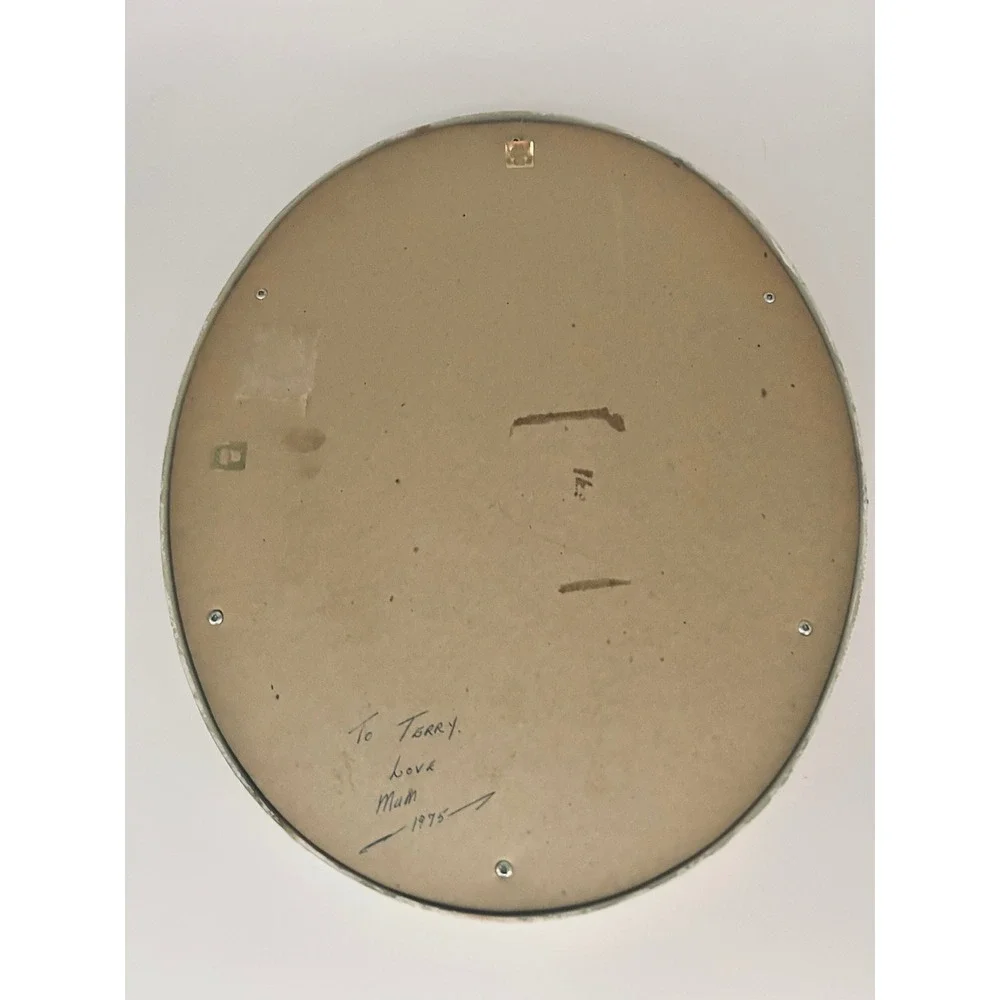Vintage 1975 Holly Hobbie‎ Folk Art Embroidery Oval Frame Signed Handmade Purple - Picture 8 of 9